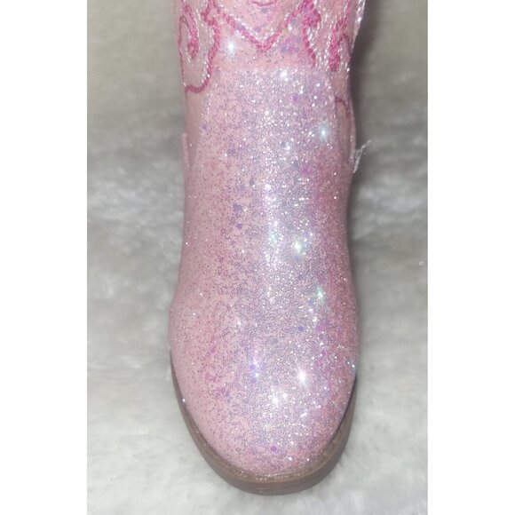 Cowboy Boots Little Kids TODDLER Size US 9 Blush Sparkle Glitter By Pawz NEW - Picture 8 of 9
